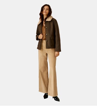Manteau col amovible uni NATTIE - La Petite Etoile - Marron