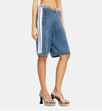 Shorts en maille avec bandes sportives - Diesel - Bleu