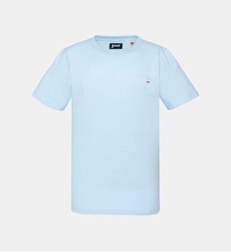 T-shirt noir brodé enfant - Schott - Bleu ciel