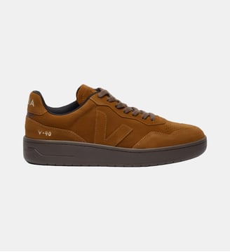 Baskets basses V-90 en suède effet suédé - Veja - Cognac