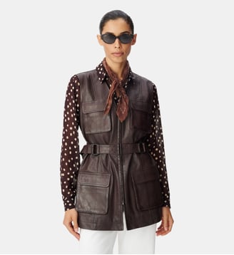 Saharienne cuir ceinturée Ikks