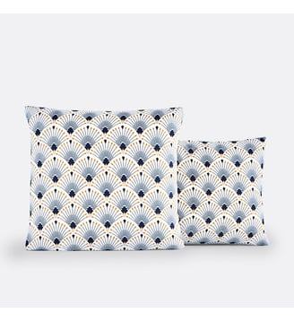 Taie d'oreiller satin de coton - La Redoute Interieurs - Blanc et bleu
