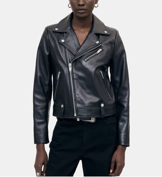 Blouson motard en cuir - The Kooples - Noir