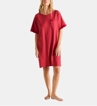 Chemise de nuit courte col rond en jersey - Laurence Tavernier - Rouge