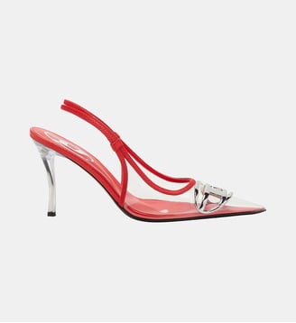 D-Venus-Escarpins slingback transparents à garniture en cuir - Diesel - Rouge