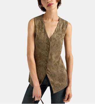 Gilet courtfield en cupro jacquard - Momonì - Vert