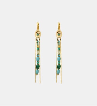 Boucles d'oreilles dormeuses   doré à l'or fin - Dakota - Satellite - Vert
