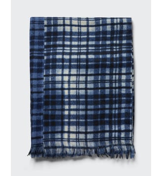 Étole imprimée patchwork tartan - Bompard - Bleu