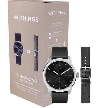Montre santé Scanwatch 2 42mm Noire + bracelet Cuir offert Withings