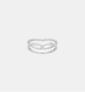Bague double Indécise en Argent avec diamant blanc La Garçonne Diamant