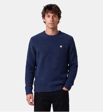 Pull Murray laine effet bouclette col rond - Serge Blanco - Bleu