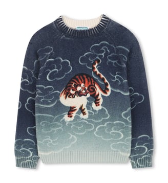 Pull en tricot - Kenzo Kids - Bleu mistral