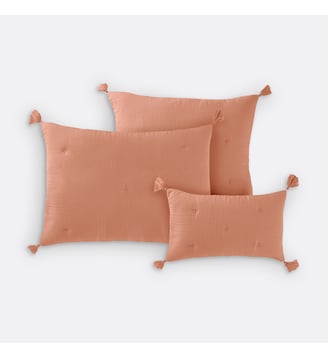 Housse de coussin matelassée gaze de coton - La Redoute Interieurs - Café au lait