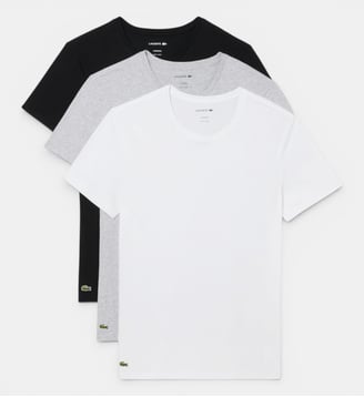 Lot de 3 t-shirts d'intérieur slim fit - Lacoste - Blanc, gris chine et noir