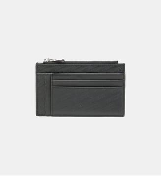 Porte-cartes en cuir embossé avec poche zippée - Diesel - Noir