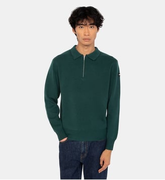Pull polo Pldamon2 zip - Schott - Vert forêt