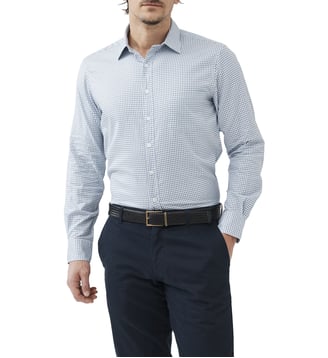 Chemise slim en coton Supima à micro-carreaux Beaumont - Rodd & Gunn - Bleu ciel