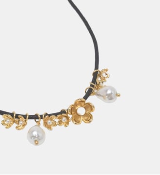 Collier cordon à détails fleurs - Maje - Doré