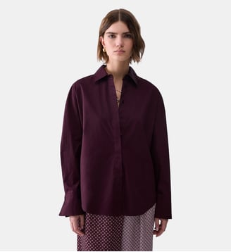 Chemise avec insert en satin jacquard - Liu Jo - Aubergine