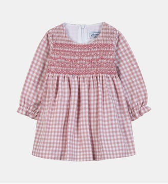 Robe - Blush coton smocks motif vichy - Tartine Et Chocolat - Rose