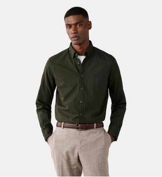 Chemise Coupe Ajustée Teinte En Pièce En Oxford - Hackett London - Hunter green