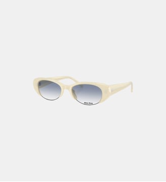 Lunettes de soleil Ovale MU C05SU - Miu Miu - Blanc et opaline