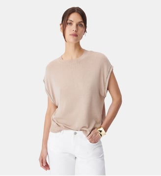 Pull sans manches lurex détails chainettes - Ikks - Rose pâle