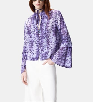 Blouse à imprimé serpent et boutons bijou - Pinko - Violet lilas