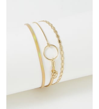 bracelet cuirs et chaines Tabatha Disco - Flowers for Zoe - Doré