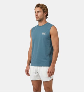 T-shirt sans manches en coton bio « DISCIPLINE » - Ron Dorff - Bleu