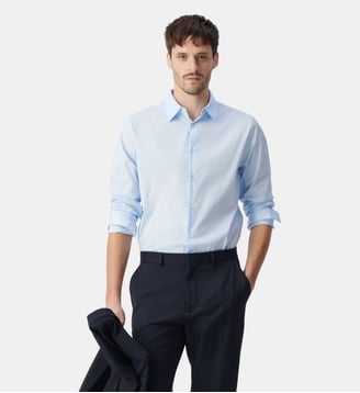 Chemise slim en popeline - Ikks - Bleu ciel