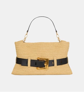 Sac Anthem Medium en crochet et cuir lisse - Balmain - Beige