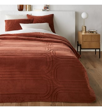 Couvre lit boutis matelassé velours coton Honorine - La Redoute Interieurs - Terracotta