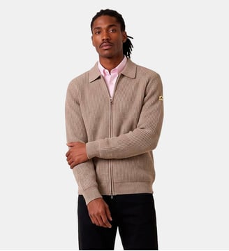 Gilet zippé Mayron en grosse maille - Serge Blanco - Beige