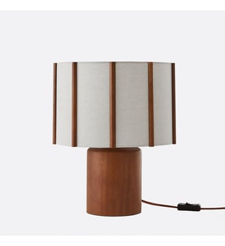 Lampe à poser en hévéa et lin - La Redoute Interieurs - Marron