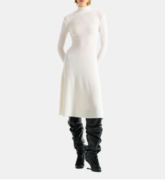 Robe longue en maille côtelée - Balmain - Blanc