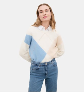 Pull mbennie - Motif à carreaux - Caroll - Écru