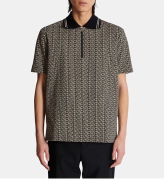 Polo en jacquard monogramme PB Labyrinthe - Balmain - Noir