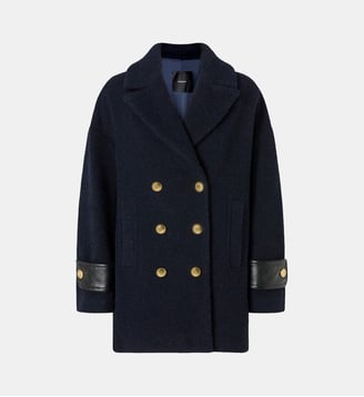 Caban court croisé en laine bouclette - Pinko - Bleu éclipse totale