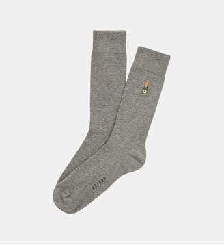 Chaussettes brodées en coton - Champagne - Arthur - Gris