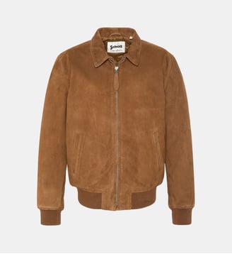 Blouson casual, cuir de chèvre velours - Schott - Rouille
