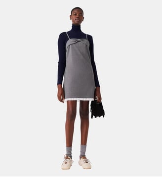 Robe courte tailleur avec dentelle - Maje - Gris