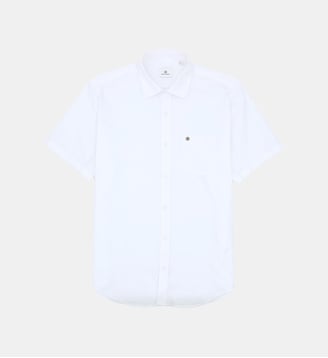 Chemise manches courtes tissu oxford avec imprimé - Serge Blanco - Blanc