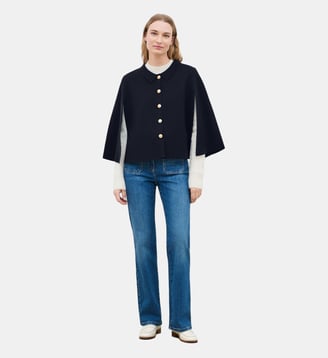 Poncho hacapano - Motif uni - Polyester recycle - Caroll - Bleu marine