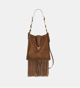 Sac en cuir et suède à franges - Sandro - Camel