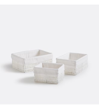 Lot de 3 paniers rectangulaires en papier - La Redoute Interieurs - Blanc