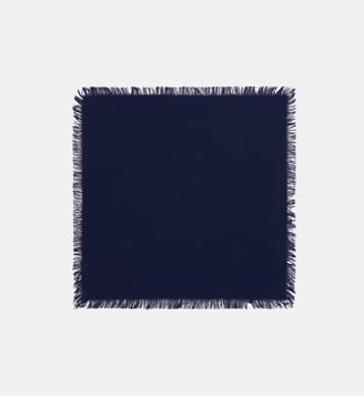 Foulard à fines franges en cachemire - Bompard - Marine