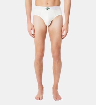 Lot de 3 slips jersey stretch - Lacoste - Blanc, vert et noir