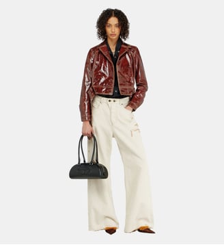 Veste en cuir verni avec large ceinture - Diesel - Marron