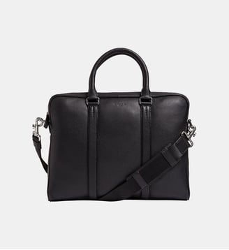 Porte documents 15" Charles en cuir grainé petit modèle - Le Tanneur - Noir